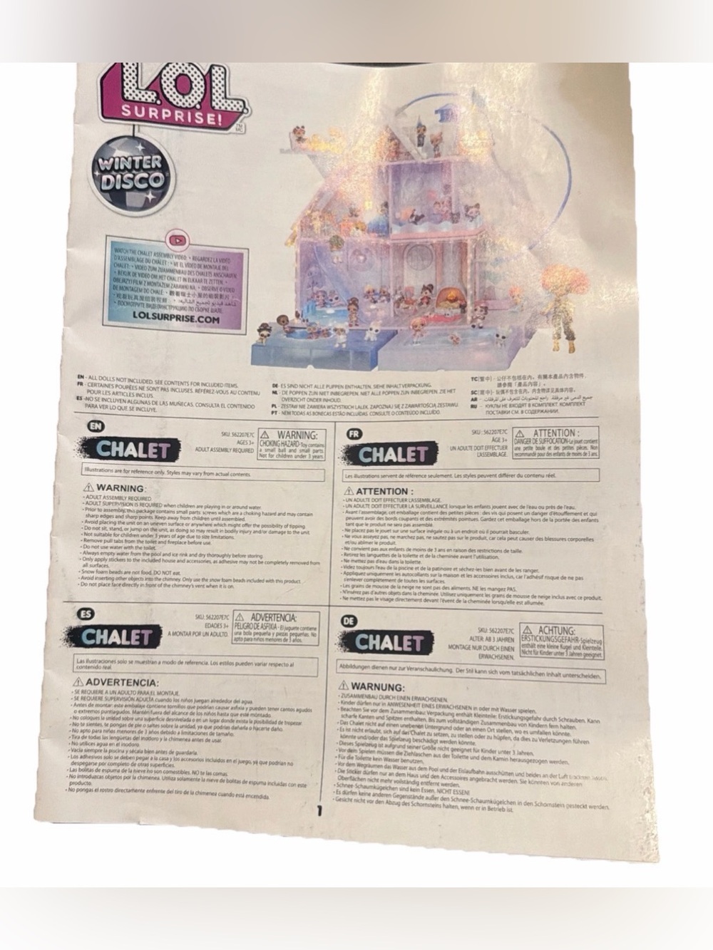 LOL Surprise Winter Disco Chalet Doll House Instruction Manual Only